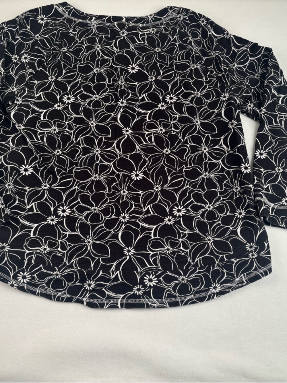 Talbots Black Long Sleeve Floral-Outline Tee - Picture 3 of 10